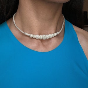 Silver Beaded Necklace, Wire Braided Kazaziye, Handmade Traditional Necklace, 1000K Silver Choker, Elegant Kazaziye Necklace,Valentines Gift