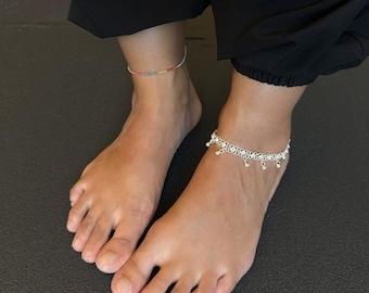 Handmade Traditional Anklet, Silver Body Jewellery Filigree Silver Anklet, Telkari Fine Jewelry, Summer  Jewellery, Silver Ankle Bracelet