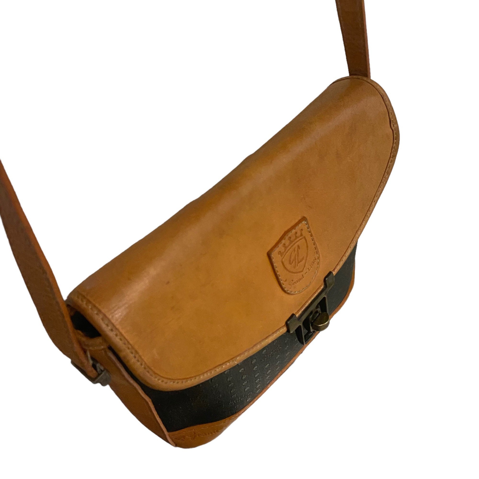 Vintage Grand Lion Leather Two-tone Crossbody Bag - Etsy