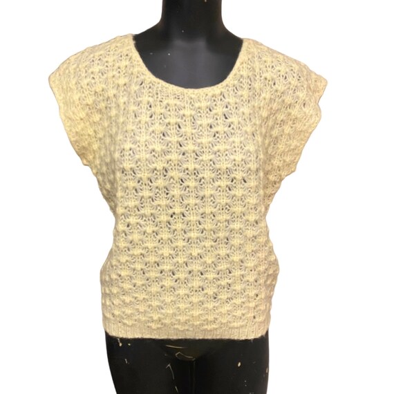 Vintage Chez Maurice Chunky Knit Yellow Top size … - image 1