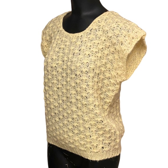 Vintage Chez Maurice Chunky Knit Yellow Top size … - image 3