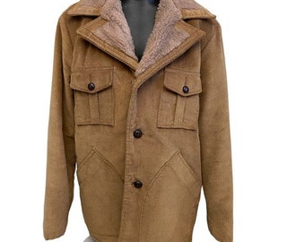 Vintage Cal Craft Tan Corduroy Shearling Sherpa Coat Jacket Size 40 / Lrg