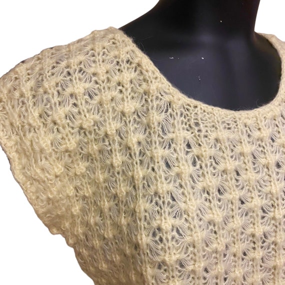 Vintage Chez Maurice Chunky Knit Yellow Top size … - image 2