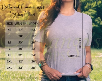 Bella Canvas 3001 Size Chart - Size Chart Bella Canvas 3001 - Size Chart for Shirts - Bella Canvas Size Chart 3001 - Pretty 3001 Size Chart