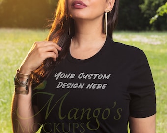 Bella Canvas 3001 Black Shirt - Bella Canvas Mockup - 3001 Mockup - Modello Mockup - Black Shirt Mockup - Boho Mockup - Mangos Mockups