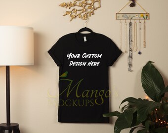 Bella Canvas 3001 Black Shirt - Bella Canvas Mockup - 3001 Mockup - Flat Lay Mockup - Black Shirt Mockup - Boho Mockup - Studio Mockup