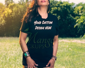 Bella Canvas 3001 Black Shirt - Bella Canvas Mockup - 3001 Mockup - Modello Mockup - Black Shirt Mockup - Boho Mockup - Mangos Mockups