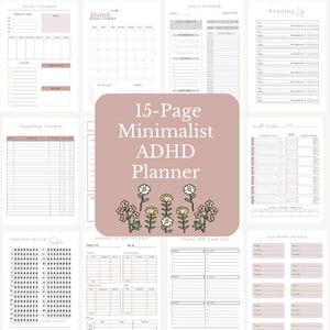 以下が含まれることがあります： ADHD の人向けに設計された、印刷可能な 15 ページのプランナー。このプランナーには、週間、月間、日々の計画、支出の追跡、読書ログ、習慣トラッカー、学習/宿題のタスクリストなどのセクションが含まれています。