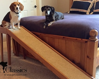 Normal Slope Tall Dog Ramp with a moderate incline for pets with mild to moderate physical impairments. 29"H x 12"W x 81.5″L. 22 Degrees.