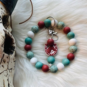 Pulsera de llavero de cuentas de silicona occidental de caballo, pulsera de silicona, pulsera de cuentas de silicona, pulsera occidental, pulsera de llavero de cuentas occidentales