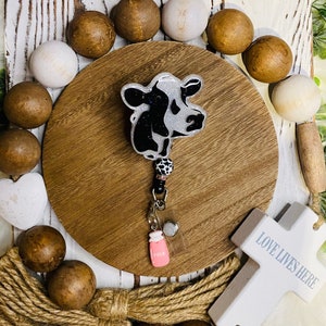 Simpatica bobina per badge mucca glitterata, bobina per badge infermiere, bobina per badge tecnico per infermiere, regalo tecnico veterinario, regalo per infermiere, bobina per badge tecnico veterinario, badge tecnico veterinario