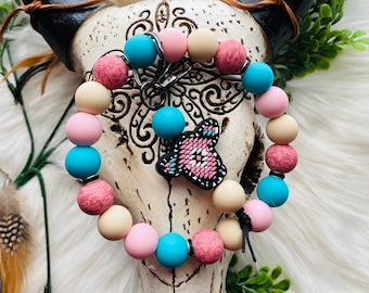 Pulsera de llavero de cuentas de silicona occidental, pulsera de silicona, pulsera de cuentas de silicona, pulsera occidental de vaca, pulsera de llavero de cuentas occidentales