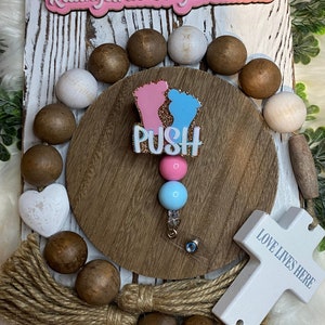 Cute Glitter Labor and Delivery Badge Reel, Push Baby Feet Badge Reel, OBGYN Badge Reel, Nurse Gift, L and D Nurse Tech Badge ID, NICU Badge