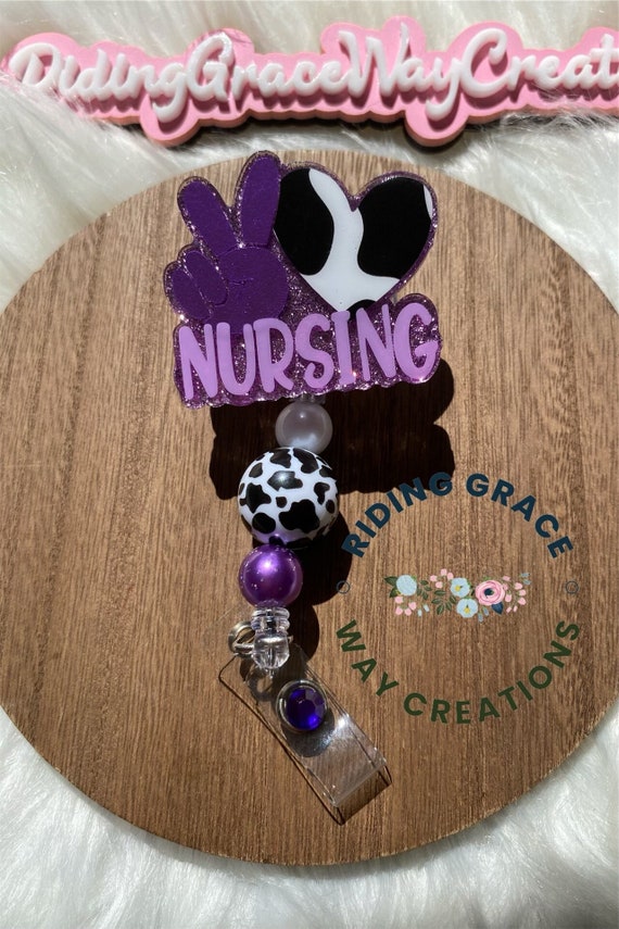 Cute Purple Glitter Nurse Badge Reel, Peace Nurse Badge Reel, Nurse Gift,  Medical Nurse Badge Reel, Gift for Her, Nursing Hospital Badge ID -  UK