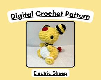 Electric Sheep PDF CROCHET PATTERN, Amigurumi, Adorable