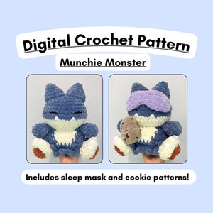 Munchie Monster PDF CROCHET PATTERN, Amigurumi, Adorable image 1