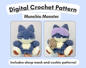 Munchie Monster PDF CROCHET PATTERN, Amigurumi, Adorable