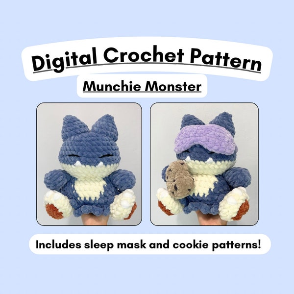 Munchie Monster PDF CROCHET PATTERN, Amigurumi, Adorable