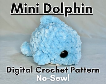 No-Sew Dolphin PDF CROCHET PATTERN, Amigurumi Adorable, Quick Makes, Under 30 min