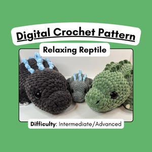 Patrón de ganchillo PDF de reptil relajante, amigurumi, adorable