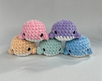 Soft Crochet Whale Plushie Amigurumi Adorable Stuffed Animal