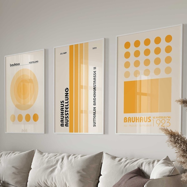 Yellow Bauhaus Prints, Bauhaus Poster, Bauhaus Printable Wall Art, Bauhaus Home Decor Print, Bauhaus Print, Trendy Bauhaus Digital Wall Art