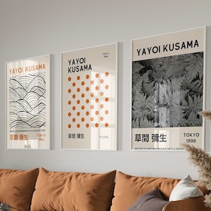 Gallery Wall Art Set Of 3, Yayoi Kusama Print, Yayoi Kusama Poster, Yayoi Kusama Poster Set, Gallery Wall Bundle, Modern Wall Art