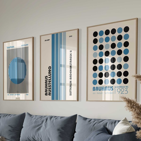 Blaue Bauhaus Prints, Bauhaus Poster, Bauhaus druckbare Wandkunst, Bauhaus Home Decor Print, Bauhaus Print, Trendy Bauhaus Digital Wall Art