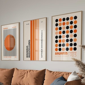 Orange Bauhaus Prints, Bauhaus Poster, Bauhaus Printable Wall Art, Bauhaus Home Decor Print, Bauhaus Print, Trendy Bauhaus Digital Wall Art