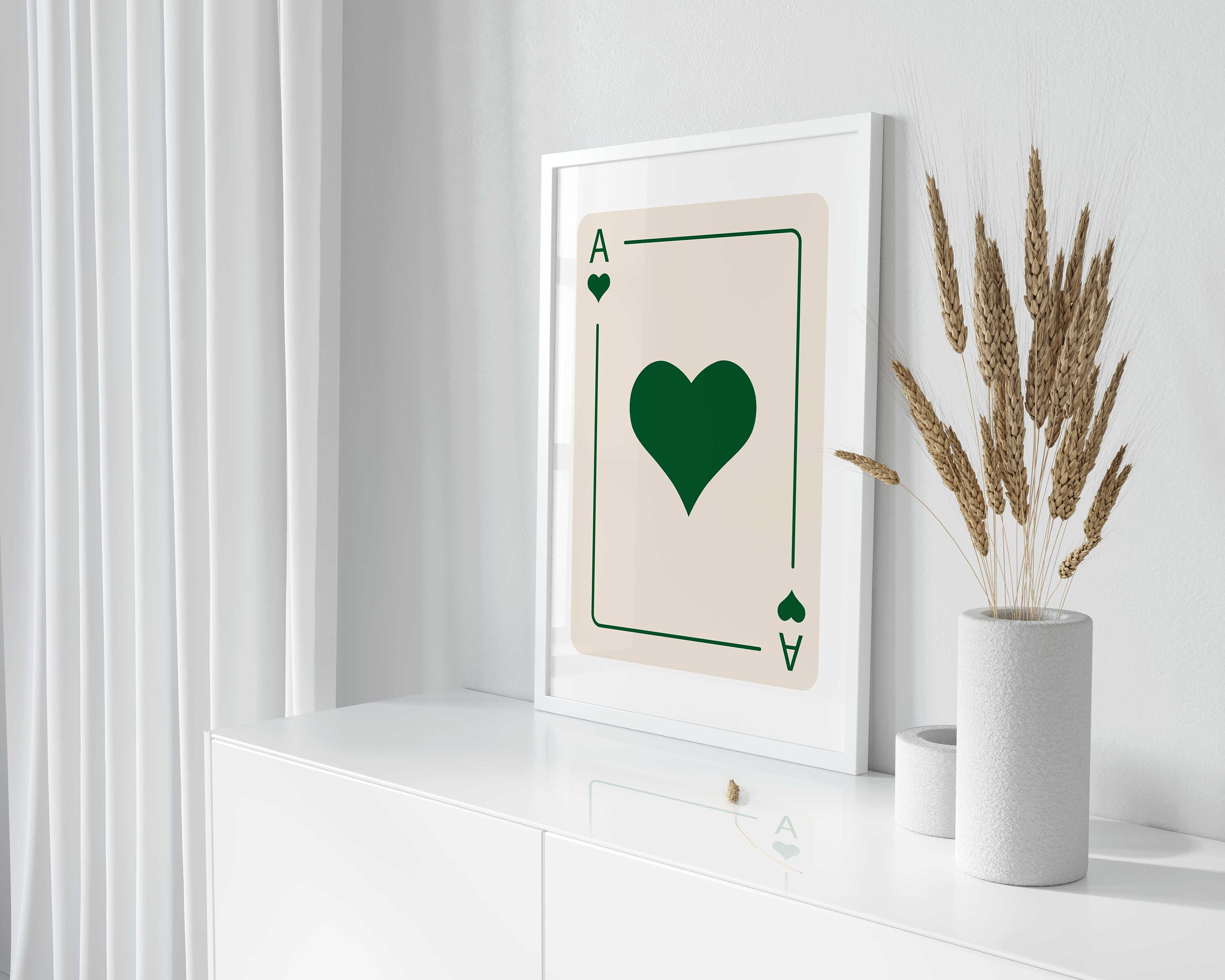Lucky You Poster Ace of Spades & Hearts Green Play Card Etsy
