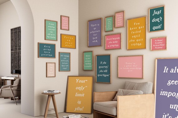 Inspirational Poster for Students Motivation Growth Mindset Printable Motivational Poster Classroom Affirmations, Digital Wall Art Set of 18