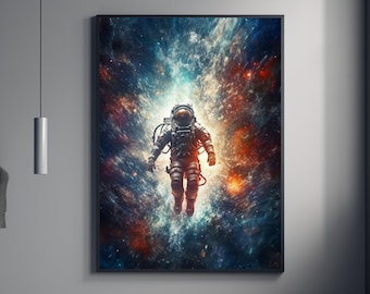 Astronaut Digital Print, Floating Spaceman, STEM, Kids Wall Art, Kids Wall Decor, Gift For Him, Space Art, Astronaut Art, Nasa, Outer Space
