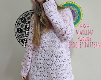 Marlena Sweater crochet pattern, cozy sweater, pdf file, PATTERN ONLY