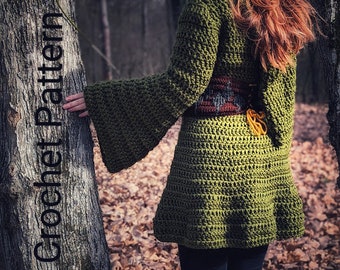 Patrón de crochet Fairytale Coat, patrón escrito en pdf, cinturón corsé no incluido