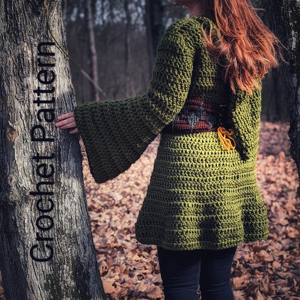 Modèle au crochet de manteau de conte de fées, modèle pdf écrit, la ceinture corset n'est pas incluse