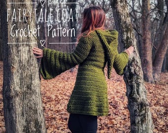 Fairytale Coat crochet pattern, written pdf pattern, corset belt is not included