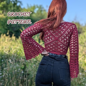 Morgana Top crochet pattern, written pdf tutorial, whimsical top, fairycore, cottagecore