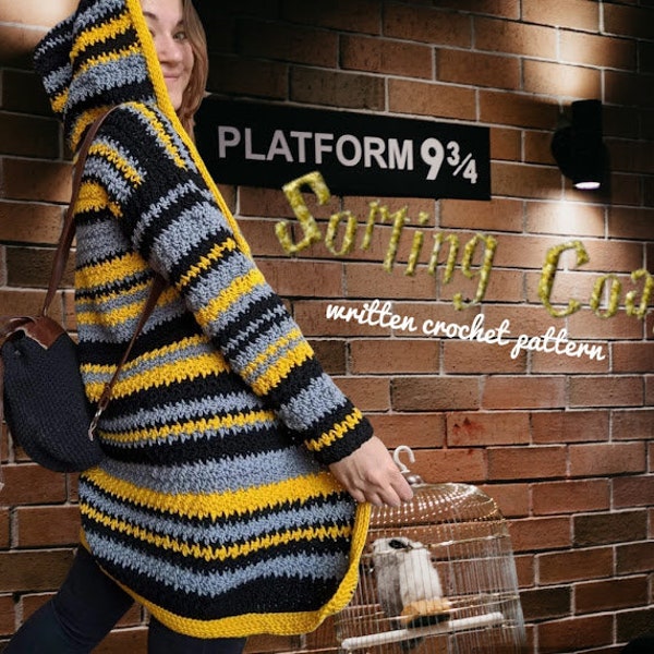 The Sorting Coat written crochet pattern, pdf PATTERN wizard