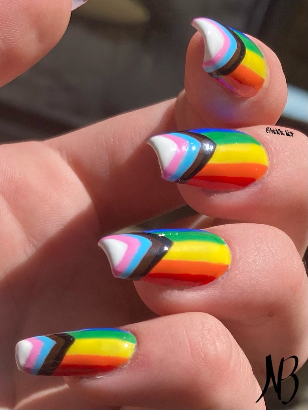 Abstract Pride Nails with 2025 Color Palette