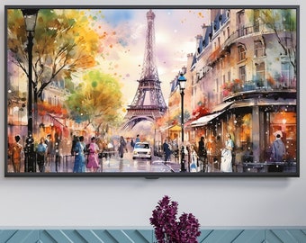 Samsung Frame TV Art Bundle Collection, Stunning Watercolor Paris Eiffel Tower Painting, Wall Art, Digital Download, Instant Download