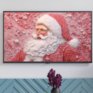 Christmas Art for Frame TV, Stunning 3D Pink Santa Claus Art, Art for Frame TV, Holiday Decor, Holiday Art