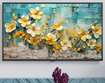 Samsung Frame TV Art - Beautiful Oil Painting Spring Flower Art Arrangement, Art for Frame TV, Contemporary Wall Art, Summer Art