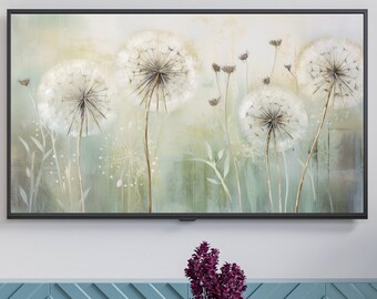 Samsung Frame TV Art - Stunning Dandelion Flower Painting, Modern Wall Decor for Your Smart Home, Art for Frame TV