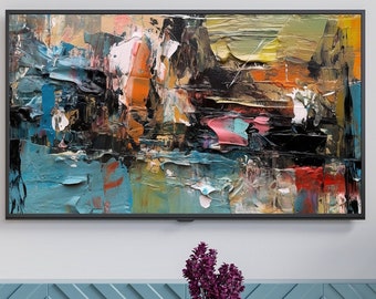 Tv frame art, abstract art, painting, digital download, samsung frame tv, tv wallpaper, art for frame tv