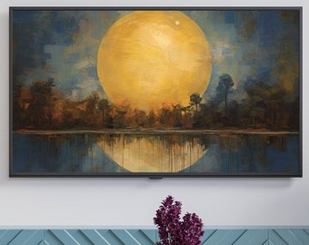 Samsung frame tv art, stunning moon painting art, wall art, abstract wall art, digital download, instant download,, art for frame tv