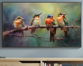 Art for Frame TV, Beautiful Birds on a branch, Painting, Bird Art,Digital Art, Art for Frame TV, Traditional Art for Frame TV, Nature