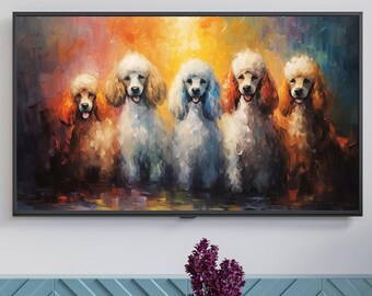 Samsung Frame TV Art Collection, Beautiful Abstract Group of Poodles Oil Painting, Instant Download, TV wallpaper, Art for Frame TV