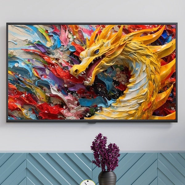 Samsung Frame TV Art: Beautiful 3D Dragon Close up, Colorful Dragon, Art for Frame TV,  Instant Access