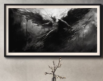 Samsung Frame TV Art, Fallen Angel Digital Painting, Abstract art, instant download, tv wallpaper, digital download
