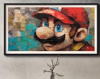 Samsung Frame TV Art, Super Mario Digital Painting, Abstract art, instant download, tv wallpaper, digital download